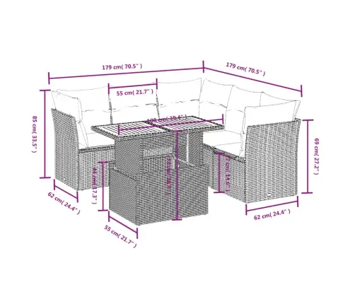 5-Daļīgs Dārza Dīvāna Komplekts Ar Matračiem, Pelēks Pe Pinums Vidaxl