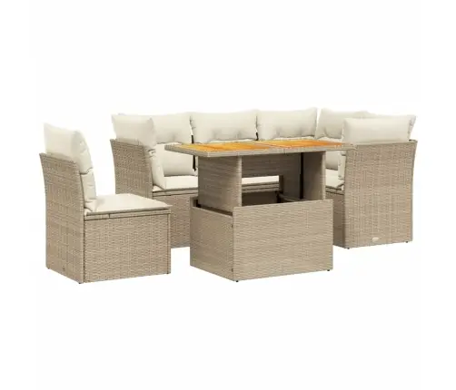 Sofos Komplektas Su Pagalvėlėmis, 5 Dalių, Smėlio, Poliratanas