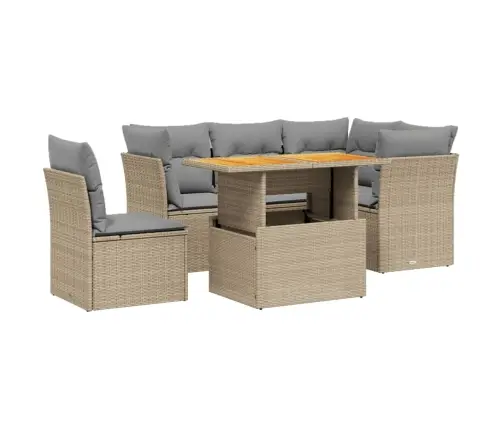 5-Daļīgs Dārza Dīvāna Komplekts, Matrači, Bēša Pe Rotangpalma Vidaxl