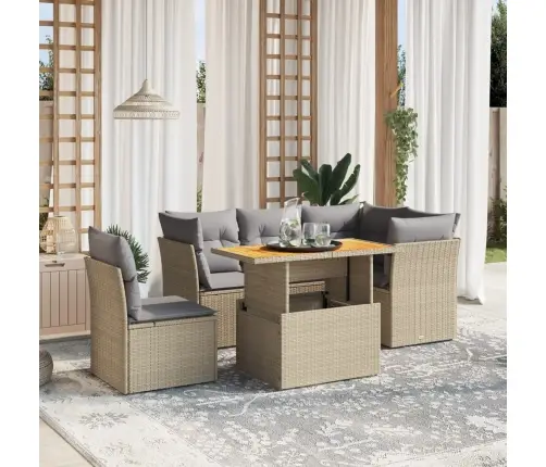 5-Daļīgs Dārza Dīvāna Komplekts, Matrači, Bēša Pe Rotangpalma Vidaxl