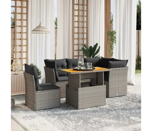 5-Daļīgs Dārza Dīvāna Komplekts Ar Matračiem, Pelēks Pe Pinums Vidaxl