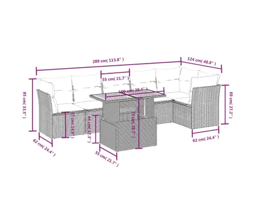 Sofos Komplektas Su Pagalvėlėmis, 7 Dalių, Juodas, Poliratanas