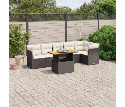 7-Daļīgs Dārza Dīvāna Komplekts Ar Matračiem, Melna Pe Vidaxl