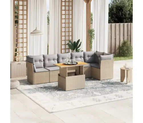 7-Osaline Aiadiivani Komplekt Patjadega, Beež, Polürotang