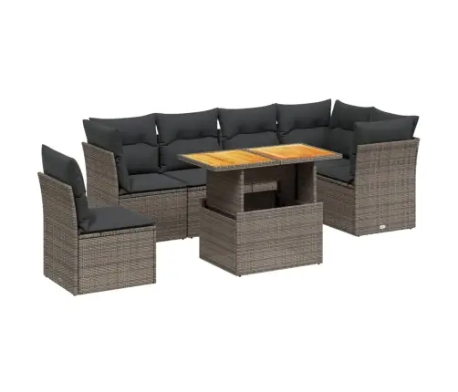 Sofos Komplektas Su Pagalvėlėmis, 7 Dalių, Pilkas, Poliratanas