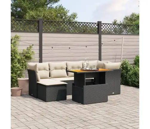 7-Daļīgs Dārza Dīvāna Komplekts Ar Matračiem, Melna Pe Vidaxl 7-Daļīgs Dārza Dīvāna Komplekts Ar Matračiem, Melna Pe Vidaxl