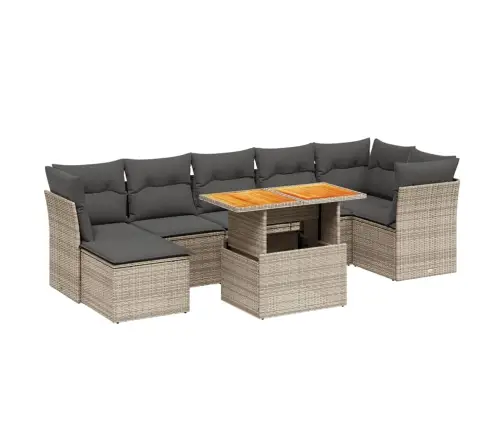 Sodo Komplektas Su Pagalvėlėmis, 8 Dalių, Pilkas, Poliratanas