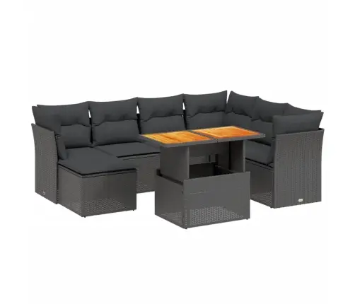 8-Daļīgs Dārza Dīvāna Komplekts, Matrači, Melna Pe Rotangpalma Vidaxl