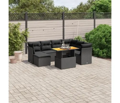 8-Daļīgs Dārza Dīvāna Komplekts, Matrači, Melna Pe Rotangpalma Vidaxl