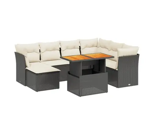 8-Daļīgs Dārza Dīvāna Komplekts, Matrači, Melna Pe Rotangpalma Vidaxl