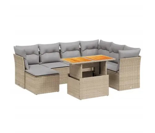 8-Daļīgs Dārza Dīvāna Komplekts, Matrači, Bēša Pe Rotangpalma Vidaxl