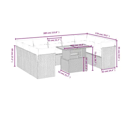 10-Osaline Aiadiivani Komplekt Patjadega, Must, Polürotang