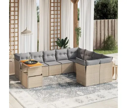 10-Osaline Aiadiivani Komplekt Patjadega, Beež, Polürotang