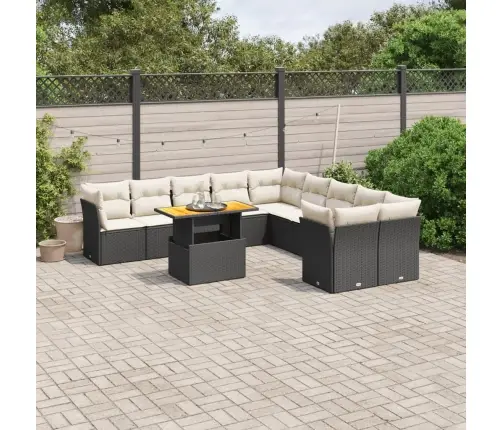 Sodo Komplektas Su Pagalvėlėmis, 11 Dalių, Juodas, Poliratanas