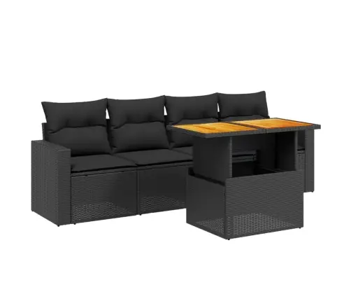 5-Osaline Aiadiivanikomplekt Patjadega, Must, Polürotang