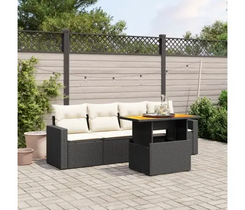 5-Daļīgs Dārza Dīvāna Komplekts Ar Matračiem, Pe Rotangpalma Vidaxl