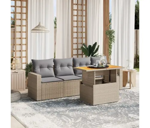 5-Osaline Aiadiivani Komplekt Patjadega, Beež, Polürotang