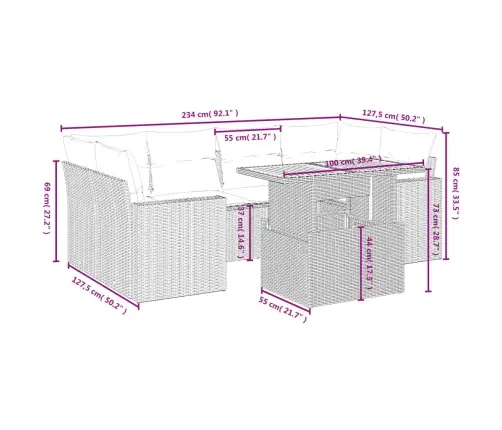 7-Osaline Aiadiivani Komplekt Patjadega, Must, Polürotang