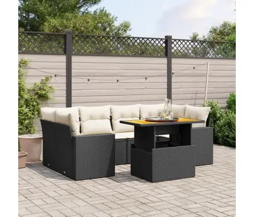 7-Daļīgs Dārza Dīvāna Komplekts Ar Matračiem, Melna Pe Vidaxl