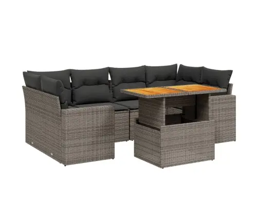 7-Daļīgs Dārza Dīvāna Komplekts, Matrači, Pelēka Pe Rotangpalma Vidaxl