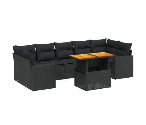 8-Daļīgs Dārza Dīvāna Komplekts, Matrači, Melna Pe Rotangpalma Vidaxl