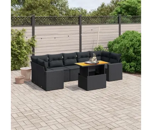 8-Daļīgs Dārza Dīvāna Komplekts, Matrači, Melna Pe Rotangpalma Vidaxl