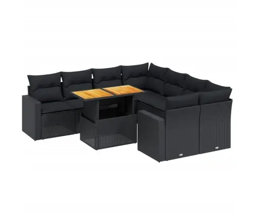 9-Osaline Aiadiivani Komplekt Patjadega, Must, Polürotang