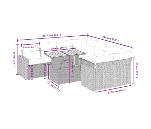 9-Osaline Aiadiivani Komplekt Patjadega, Must, Polürotang