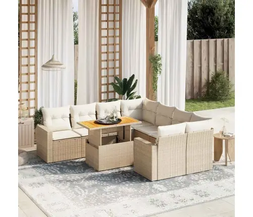 9-Osaline Aiadiivani Komplekt Patjadega, Beež, Polürotang