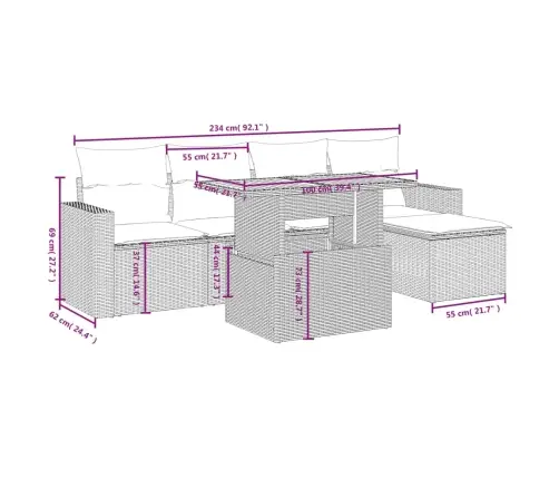 Sofos Komplektas Su Pagalvėlėmis, 6 Dalių, Juodas, Poliratanas