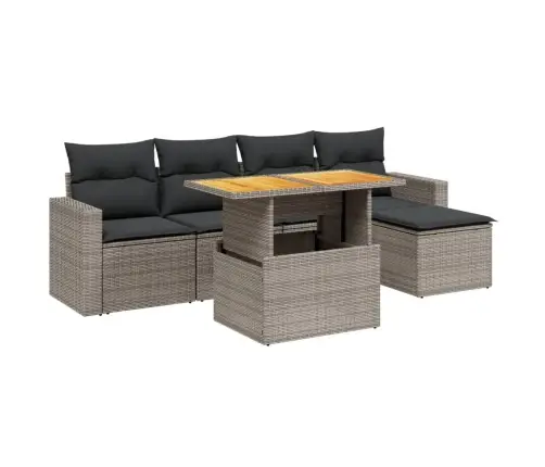 6-Daļīgs Dārza Dīvāna Komplekts Ar Matračiem, Pelēks Pe Pinums Vidaxl