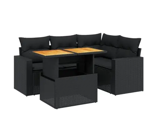 5-Daļīgs Dārza Dīvāna Komplekts Ar Matračiem, Pe Rotangpalma Vidaxl