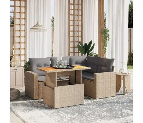 5-Osaline Aiadiivani Komplekt Patjadega, Beež, Polürotang