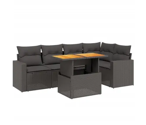 6-Daļīgs Dārza Dīvāna Komplekts, Matrači, Melna Pe Rotanpalma Vidaxl