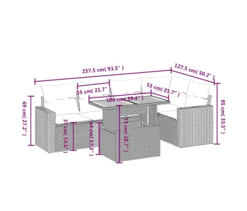6-Osaline Aiadiivani Komplekt Patjadega, Must, Polürotang