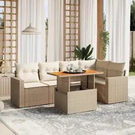 6-Osaline Aiadiivani Komplekt Patjadega, Beež, Polürotang