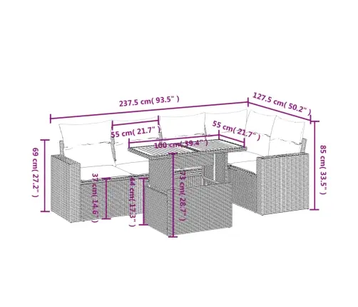 6-Osaline Aiadiivani Komplekt Patjadega, Hall, Polürotang