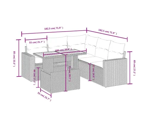 6-Osaline Aiadiivani Komplekt Patjadega, Must, Polürotang