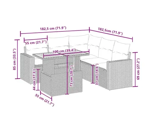 6-Osaline Aiadiivani Komplekt Patjadega, Beež, Polürotang