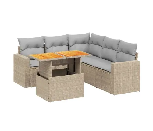 6-Daļīgs Dārza Dīvāna Komplekts, Matrači, Bēša Pe Rotangpalma Vidaxl