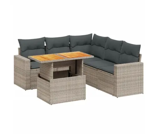 6-Daļīgs Dārza Dīvāna Komplekts Ar Matračiem, Pelēks Pe Pinums Vidaxl