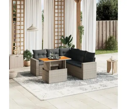 6-Daļīgs Dārza Dīvāna Komplekts Ar Matračiem, Pelēks Pe Pinums Vidaxl