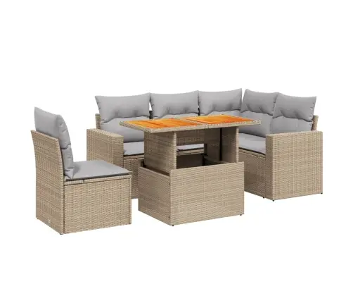 6-Daļīgs Dārza Dīvāna Komplekts, Matrači, Bēša Pe Rotangpalma Vidaxl