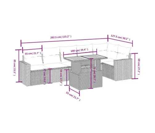 7-Daļīgs Dārza Dīvāna Komplekts Ar Matračiem, Melna Pe Vidaxl