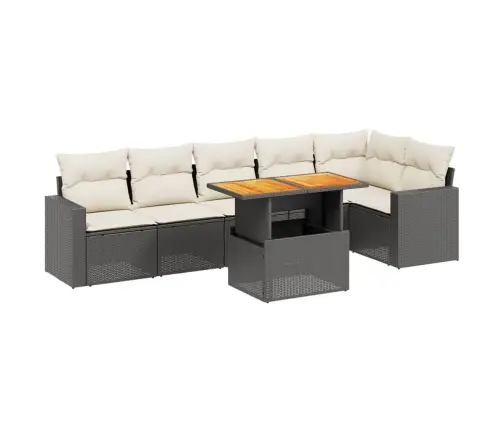 7-Daļīgs Dārza Dīvāna Komplekts Ar Matračiem, Melna Pe Vidaxl