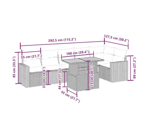 7-Osaline Aiadiivani Komplekt Patjadega, Beež, Polürotang