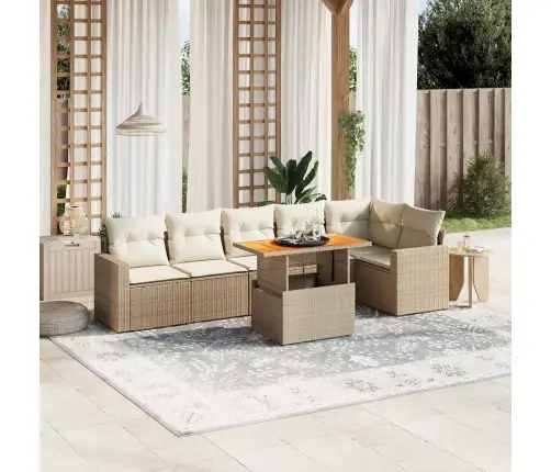 7-Osaline Aiadiivani Komplekt Patjadega, Beež, Polürotang