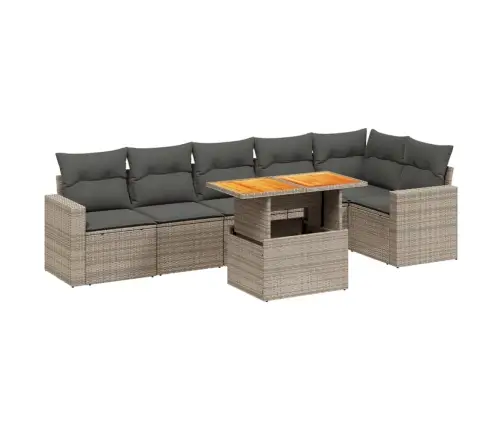 7-Daļīgs Dārza Dīvāna Komplekts, Matrači, Pelēka Pe Rotangpalma Vidaxl