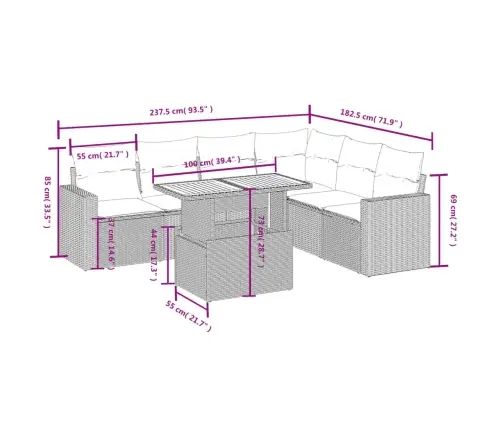 7-Osaline Aiadiivani Komplekt Patjadega, Hall, Polürotang