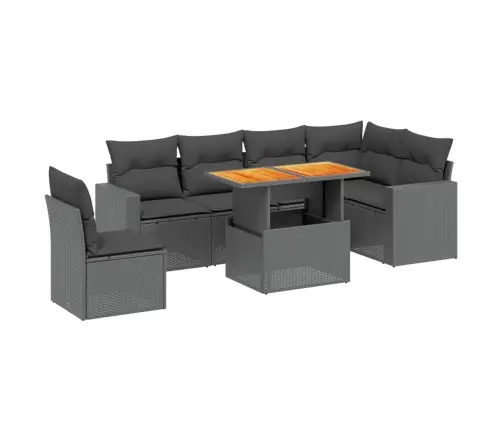 7-Daļīgs Dārza Dīvāna Komplekts Ar Matračiem, Melna Pe Vidaxl